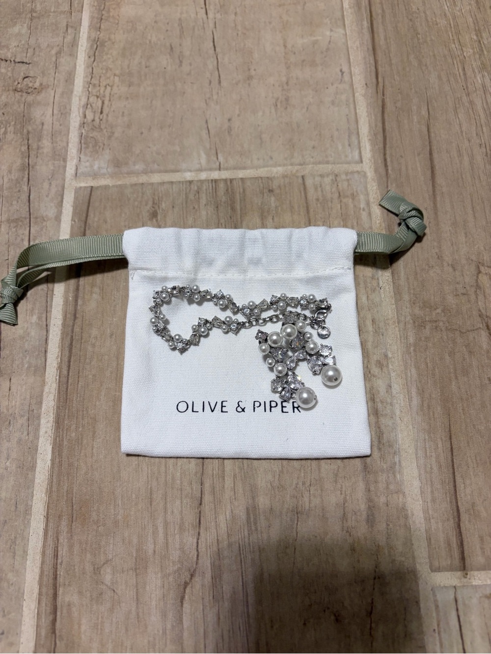 Olive & Piper Silver Pearl and Crystal Bracelet and Earrings